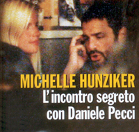 Lo "strillo" in copertina sul settimanale "chi" con le foto dell'incontro tra Michelle Hunziker e Daniele Pecci