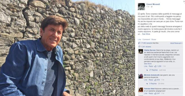 Morandi: contestato un suo post sui migranti Morandi: contestato un suo post sui migranti