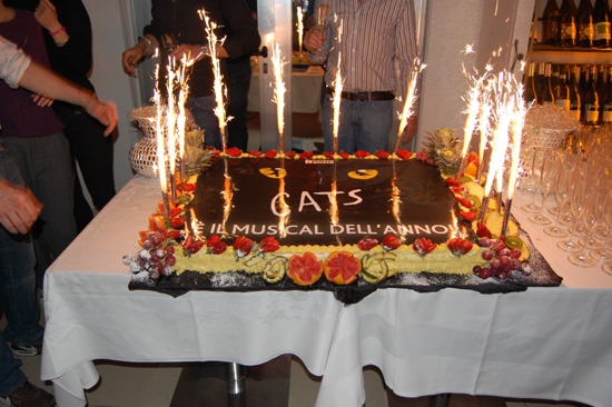 La torta della festa dei gatti Jellicle dopo l'ultima replica a Roma